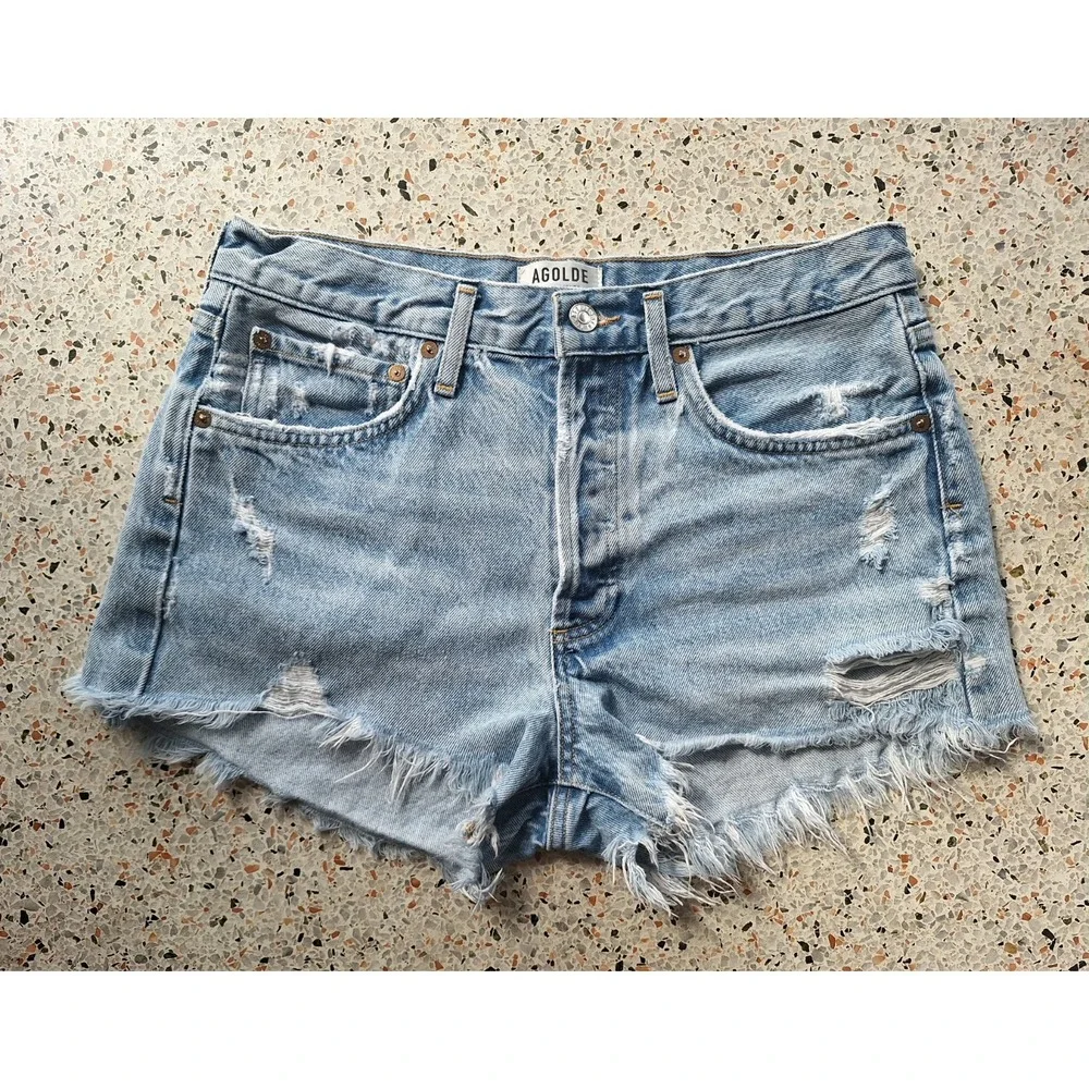 Agolde Parker Vintage Cut Off Distressed Denim Jean Short